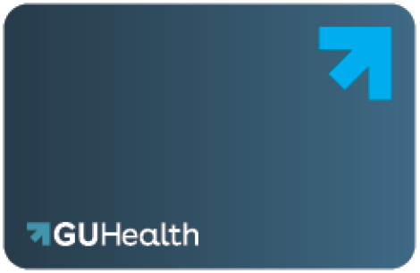 A blue card with the word guhealth on it