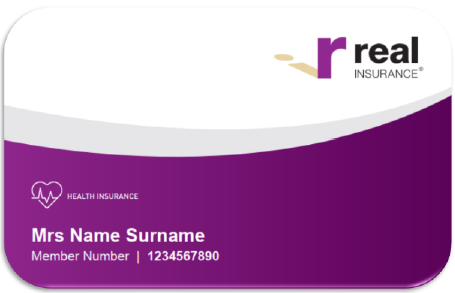 A purple real insurance card with a heart on it