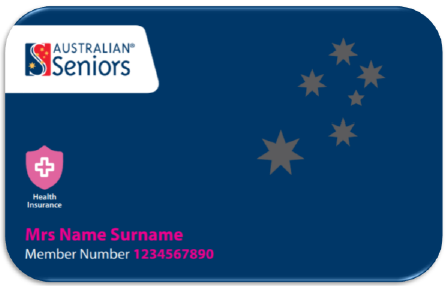 An australian seniors health insurance card with a blue background