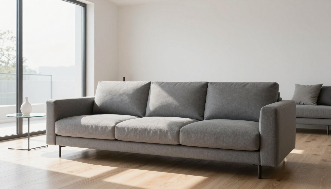 Sofá limpio y reluciente en un salón moderno