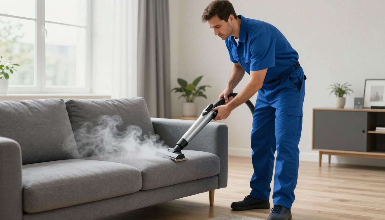 Proceso de limpieza a vapor profesional