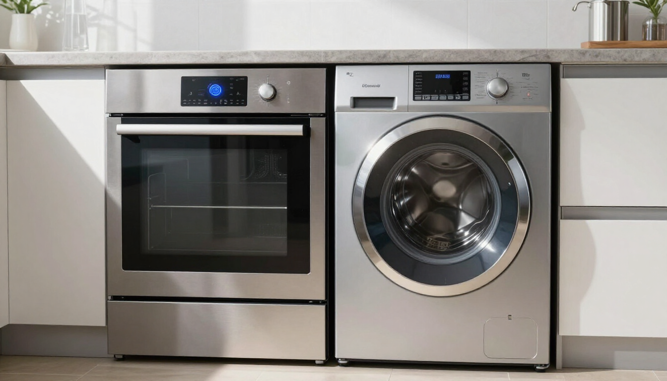 Cocina moderna brillante después de limpieza con vapor