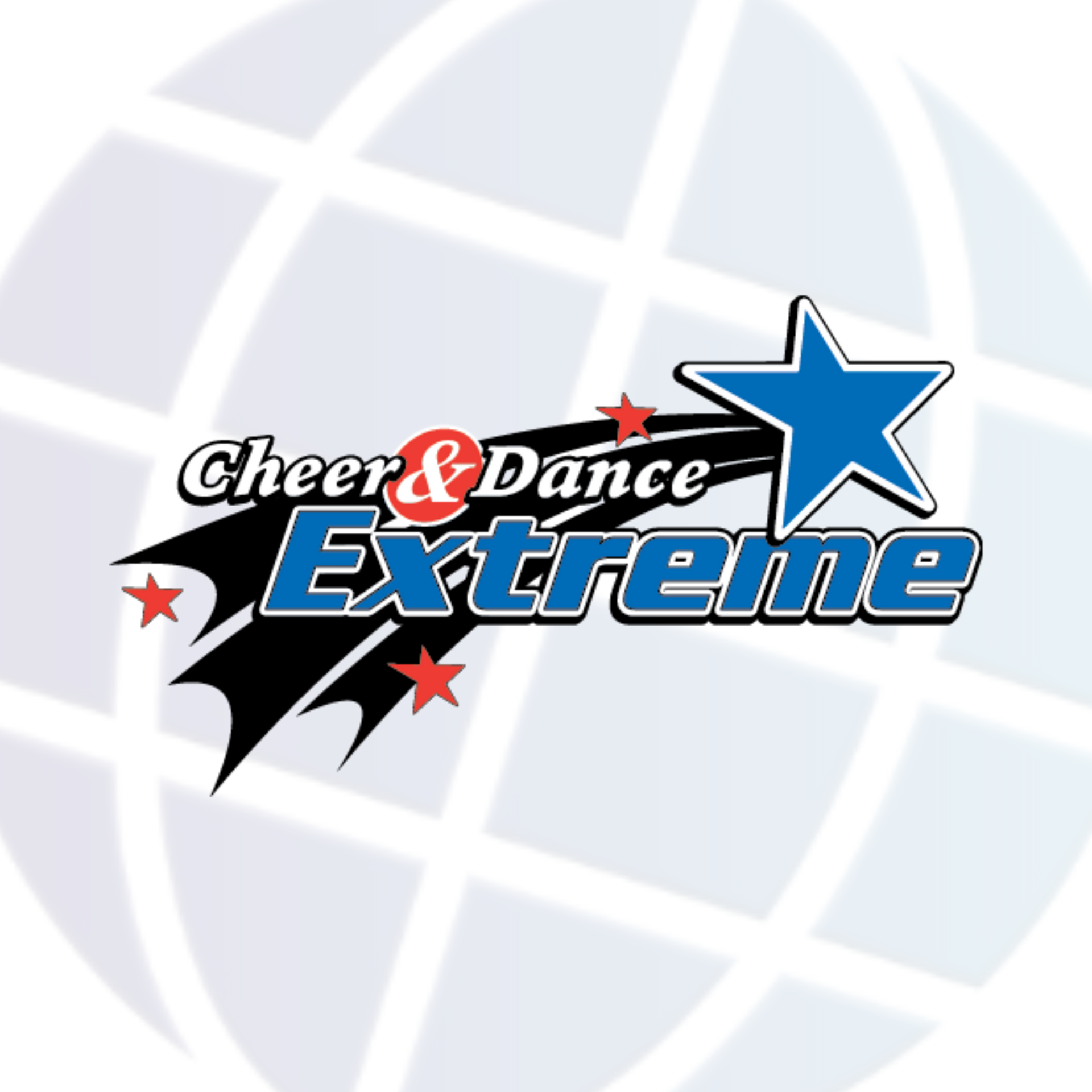 Logo for Cheer & Dance Extreme with text, a star and shooting star design.