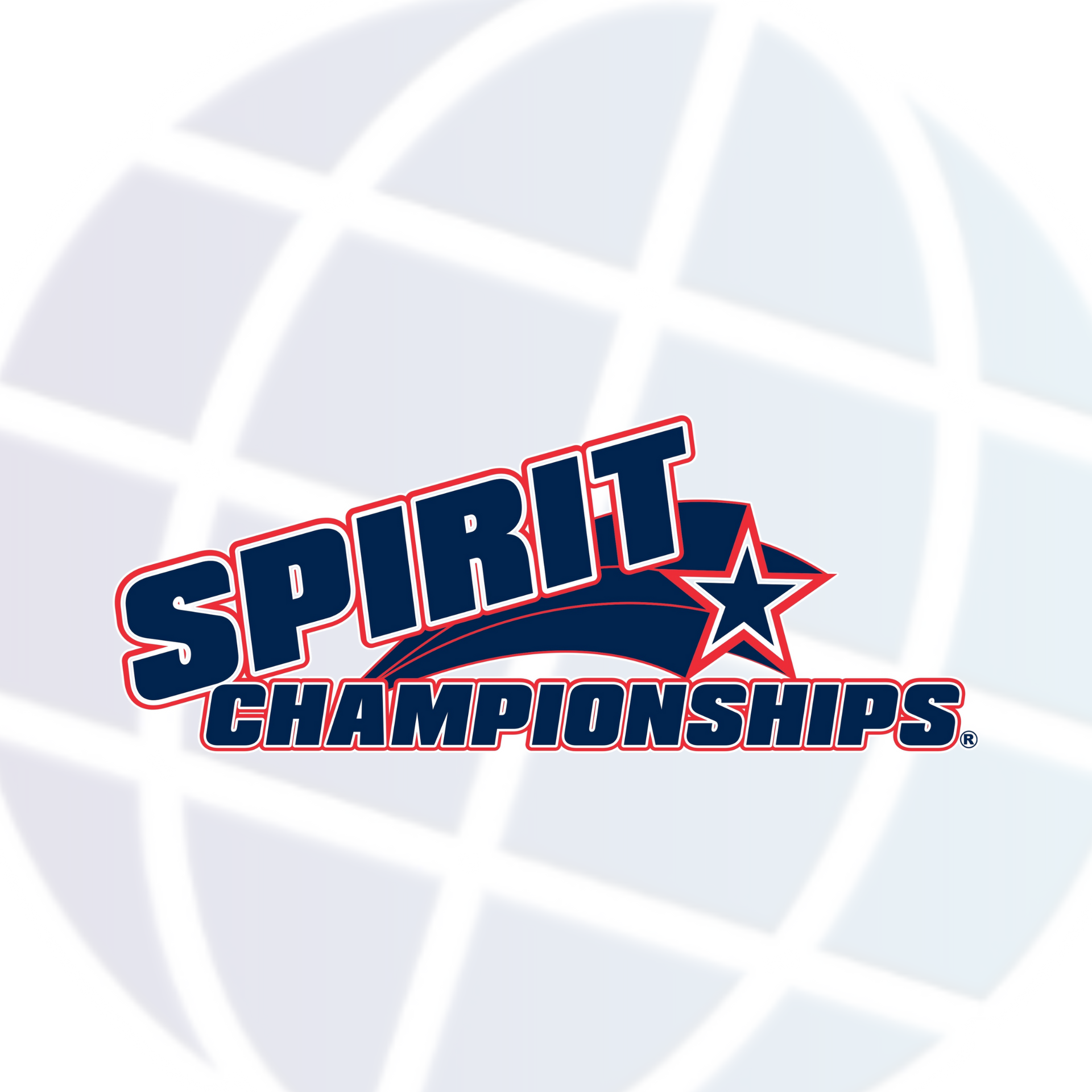 Spirit Championships logo with blue, red, and white text, set against a world globe graphic.
