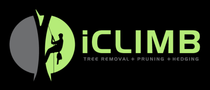 A logo for iclimb tree removal pruning and hedging