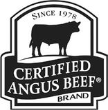 it is a certified angus beef brand logo with a cow on it .