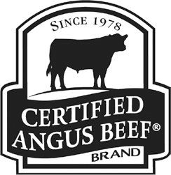 it is a certified angus beef brand logo with a cow on it .