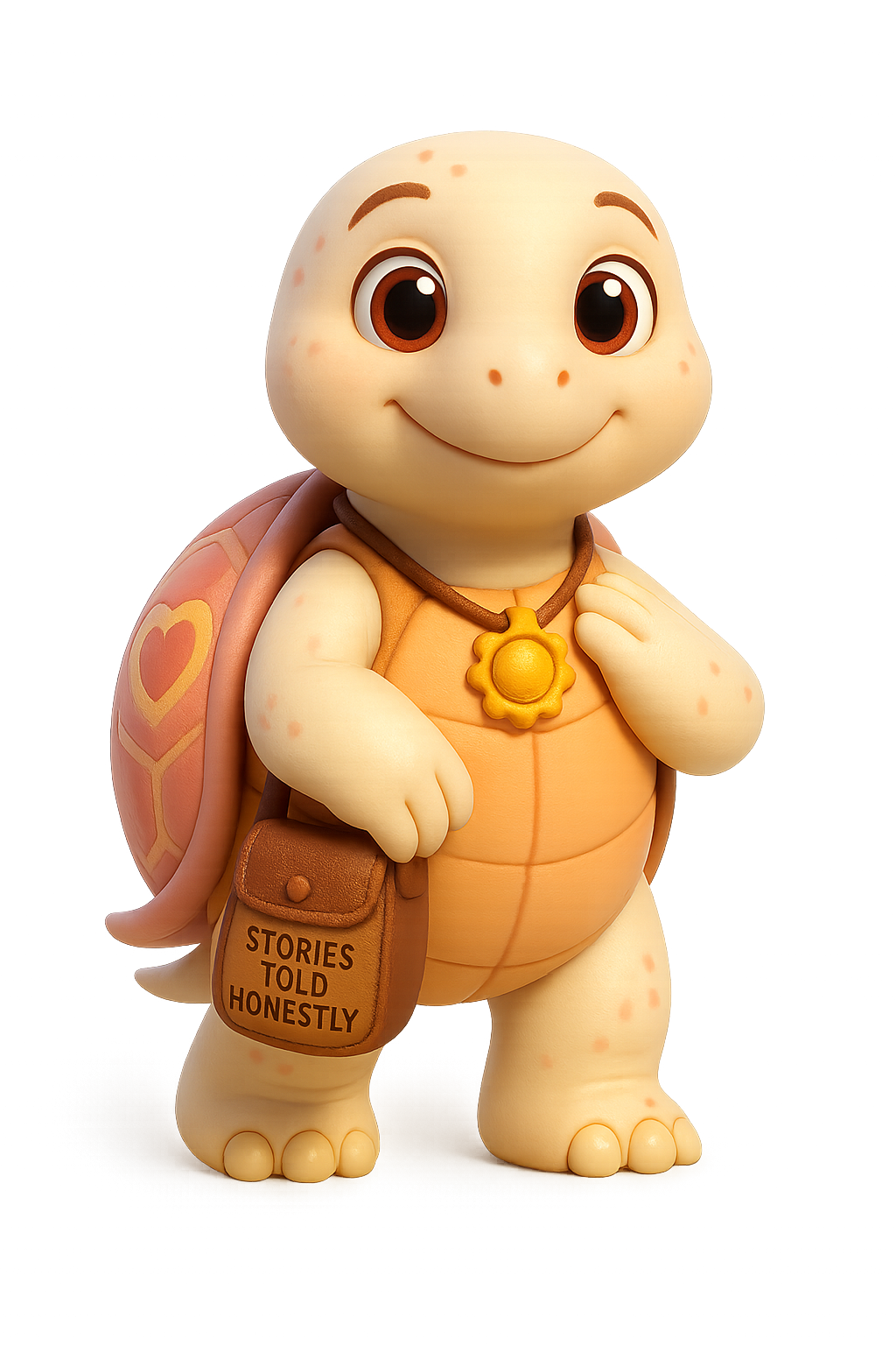 Lumi the crystalline tortoise with glowing shell, symbol of honesty in children’s fairy tales.