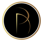 The letter p is in a gold circle on a black background.