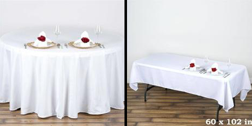 White Tablecloths - Round and Rectangular
