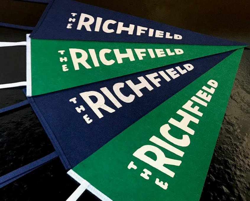 The word richfield that is on a flag