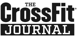 A black and white logo for the crossfit journal
