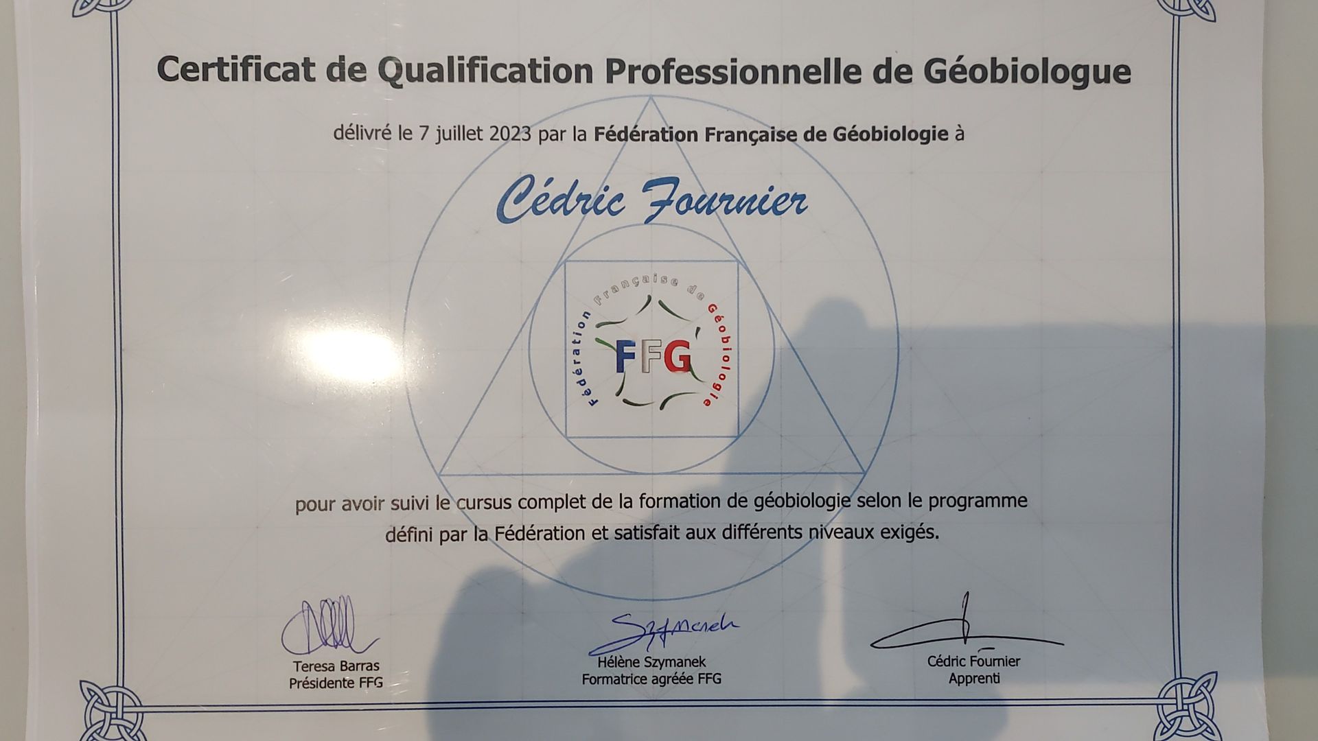 un certificat de qualification professionnelle de géobiologiste de cédric fournier