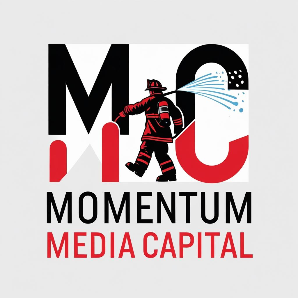 Logo: Firefighter spraying water from a hose; 