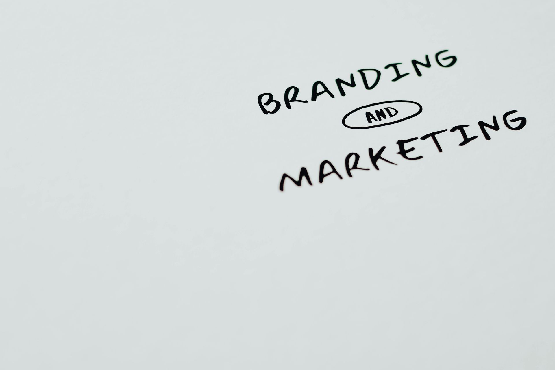 A piece of paper with the words branding and marketing written on it