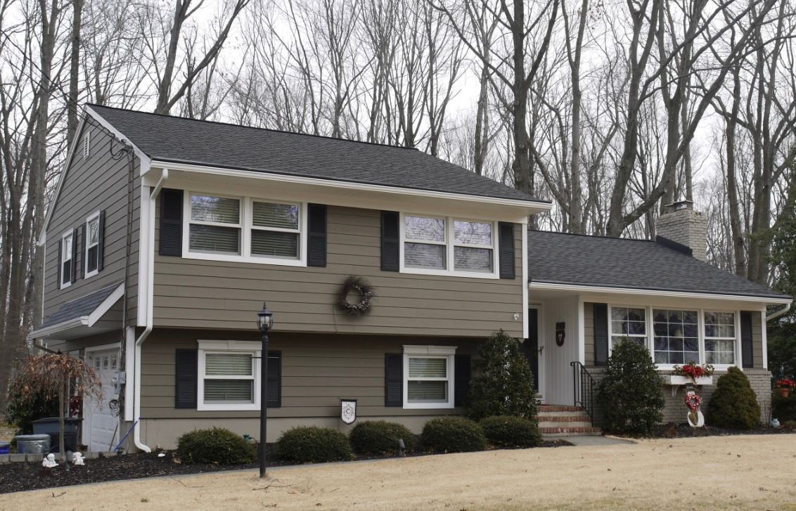 A house with a wreath on the front of it