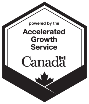 A black and white logo for the accelerated growth service canada.