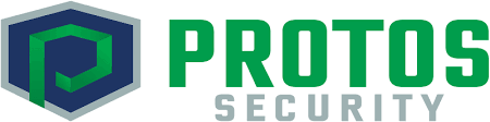 Logo of Protos Security, featuring a green 