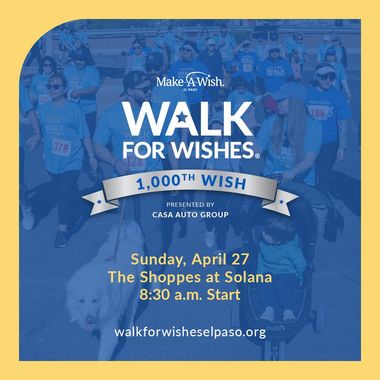A poster for a walk for wishes event on april 27