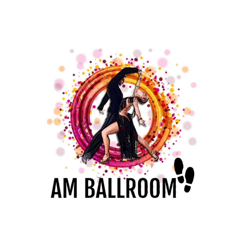 A man and a woman are dancing in a ballroom.