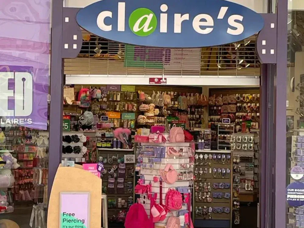 A store called claire 's has many items on display