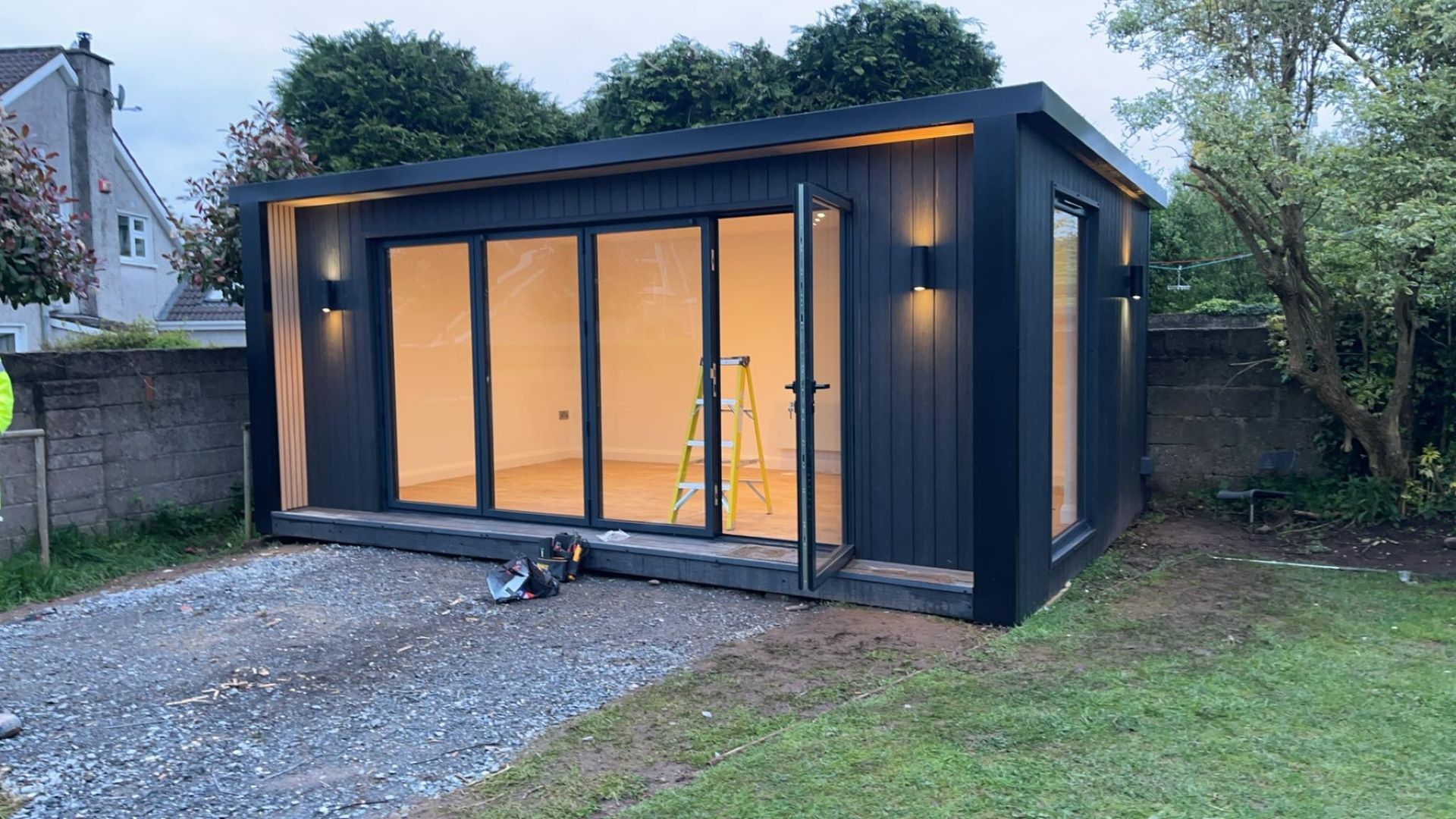 outside garden room with external ligh