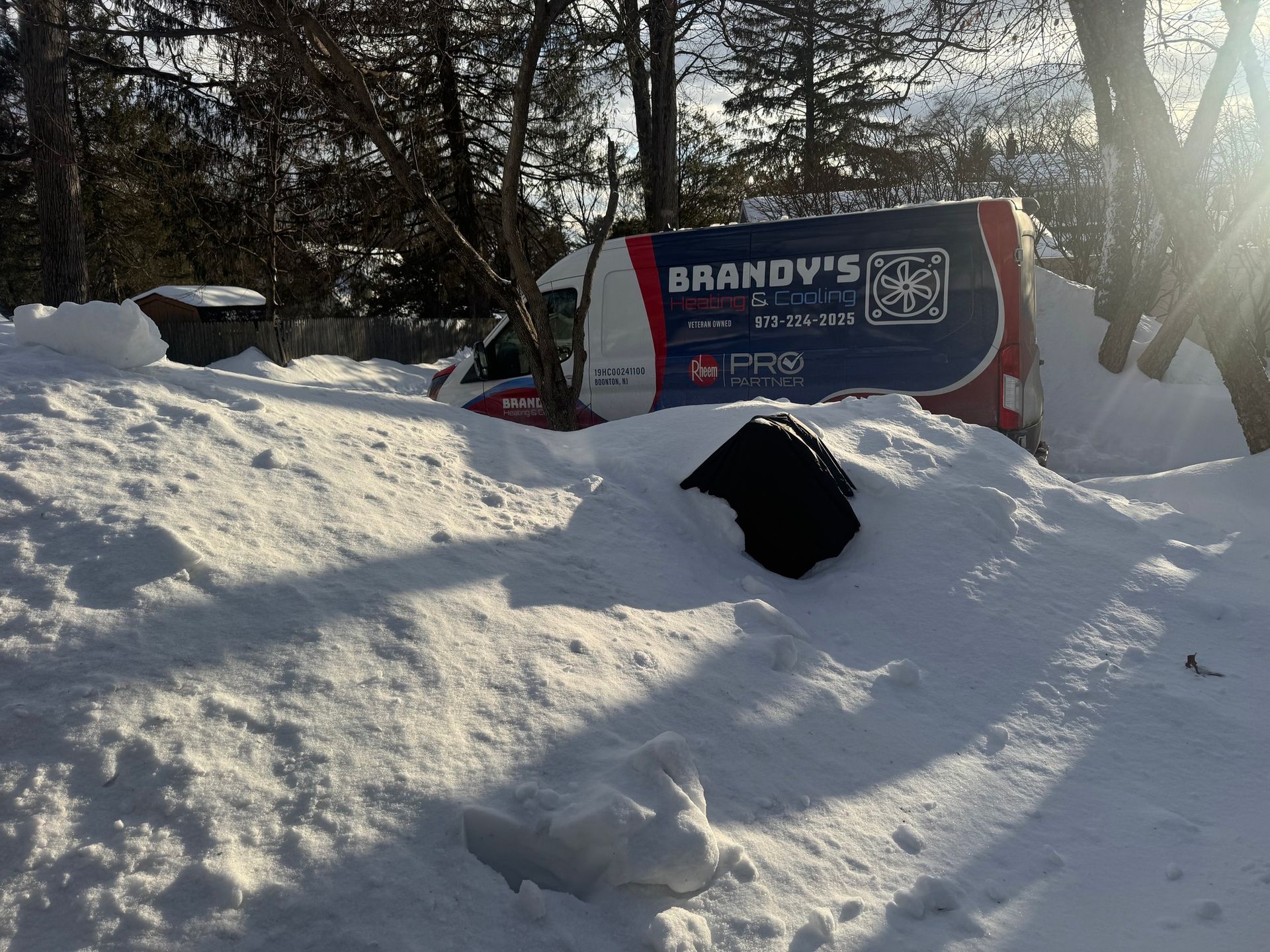 Snow-covered van with 