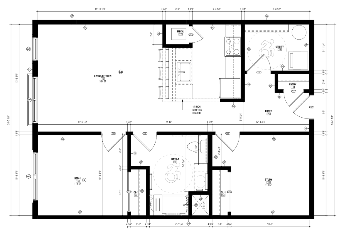 Floor Plan: 1 Bed · 1 Bath · Den · 873 SF