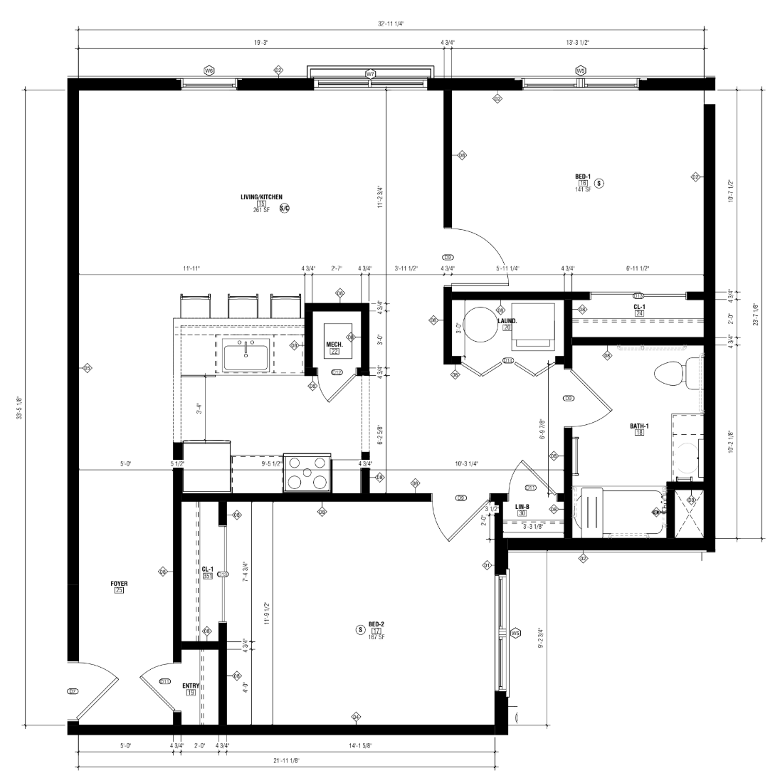 Floor Plan: 2 Bed · 1 Bath · 1008 SF