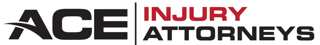 The logo for ace injury lawyers is black and white.