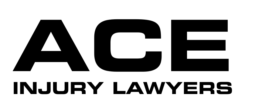 The logo for ace injury lawyers is black and white.