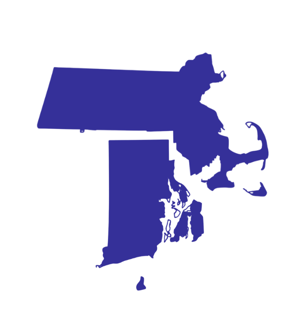 A pink map of the state of massachusetts on a white background.