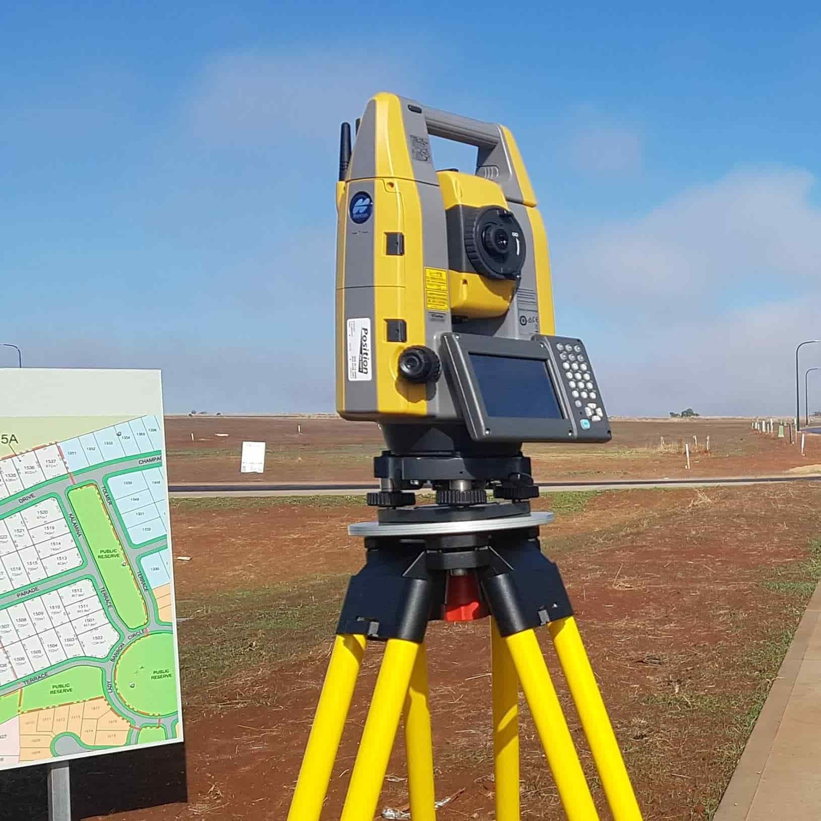 A Yellow And Black Device On A Tripod With A Map In The Background — Western Survey Pty Ltd In Condobolin, NSW