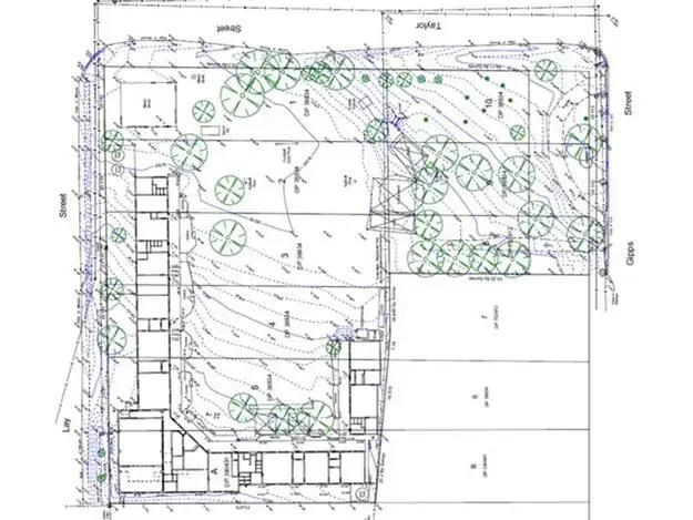 A Black And White Drawing Of A Building With Trees — Western Survey Pty Ltd In Dubbo, NSW