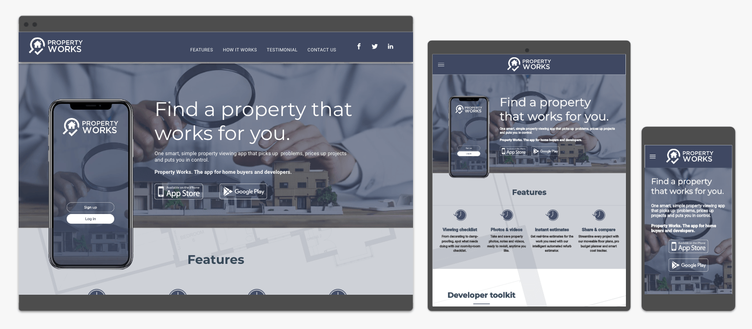 a screenshot of a website for property works | The Design Start Up Guy