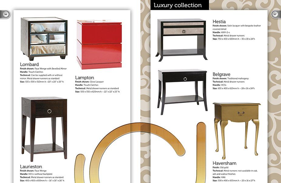 A brochure for a luxury collection of nightstands