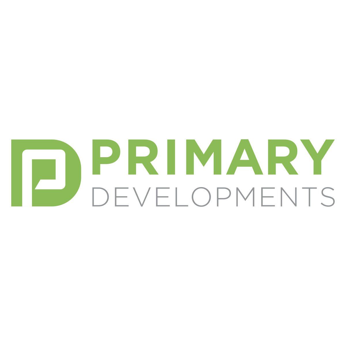 The logo for primary developments is green and white.