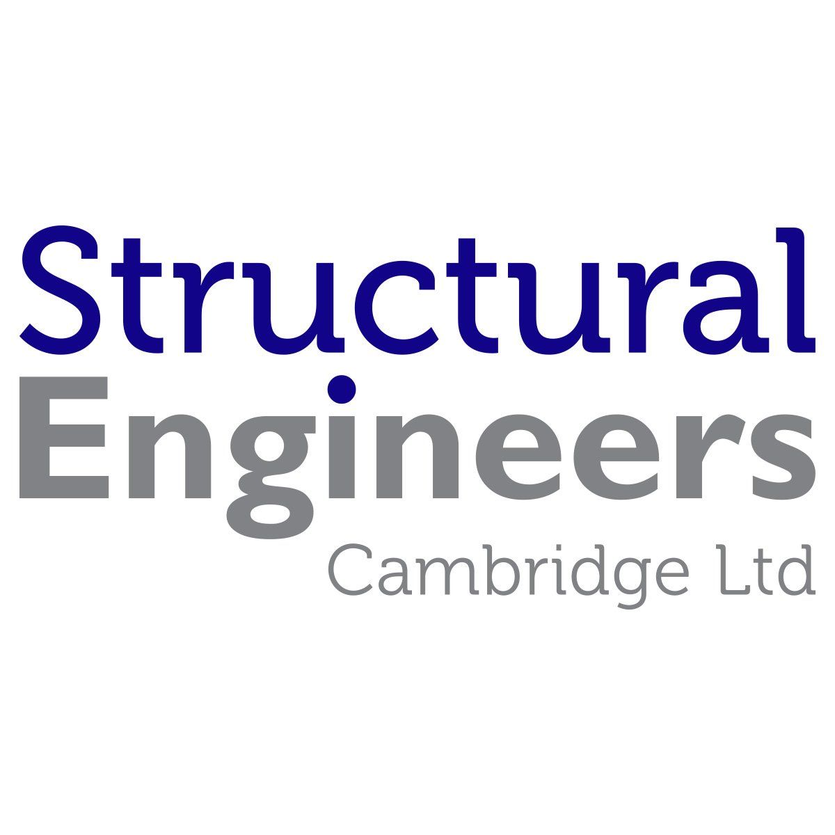 The logo for structural engineers cambridge ltd is blue and gray.