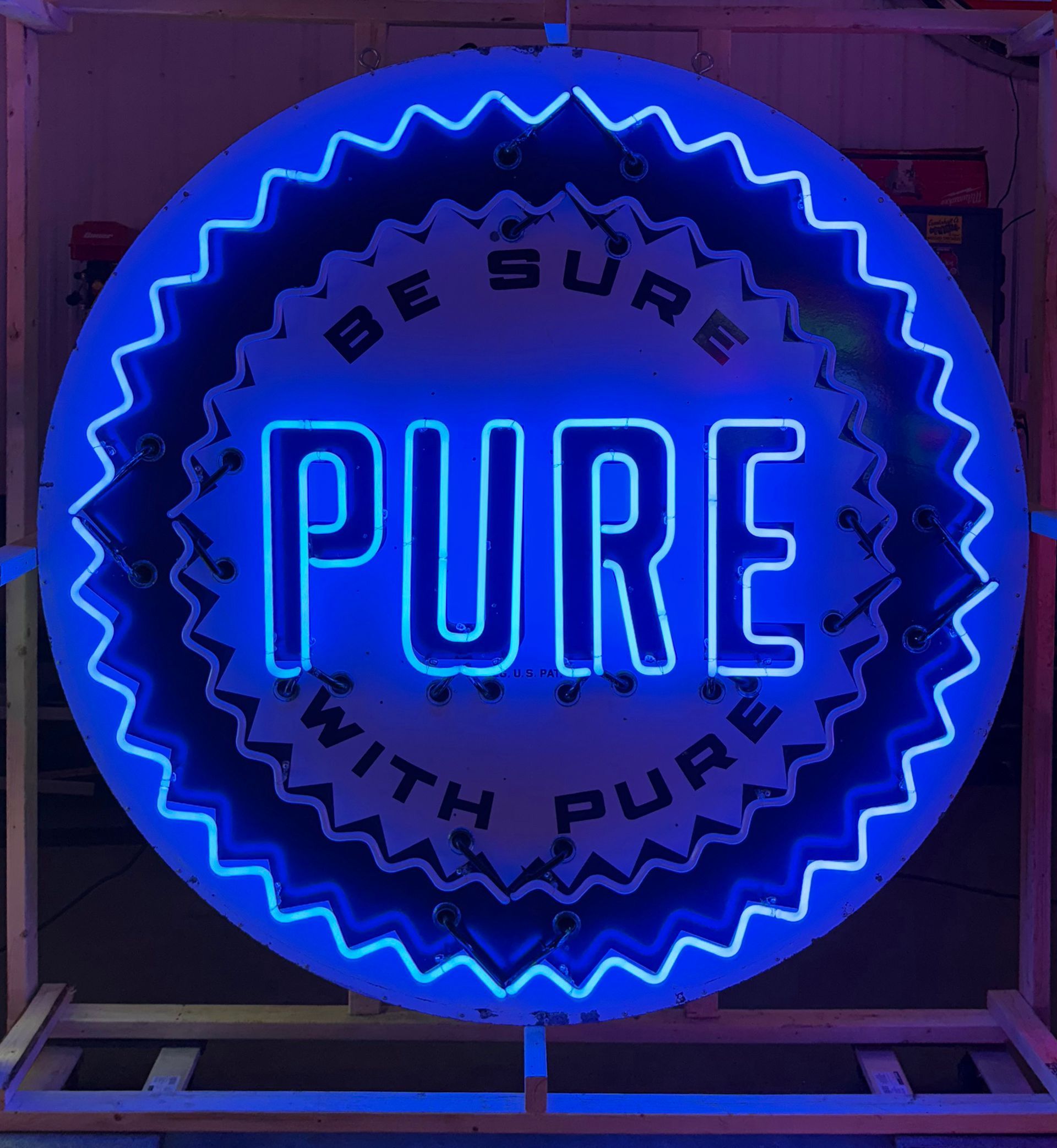 Blue neon sign: 