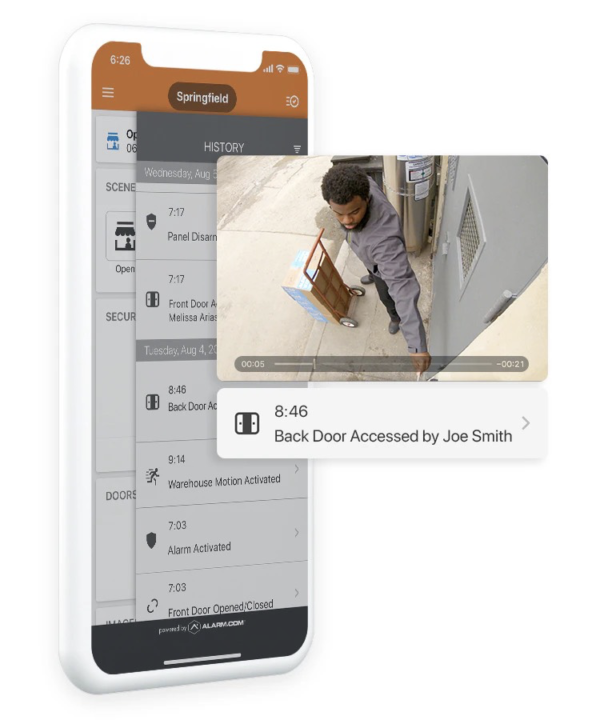A cell phone with a picture of a man carrying a shovel.