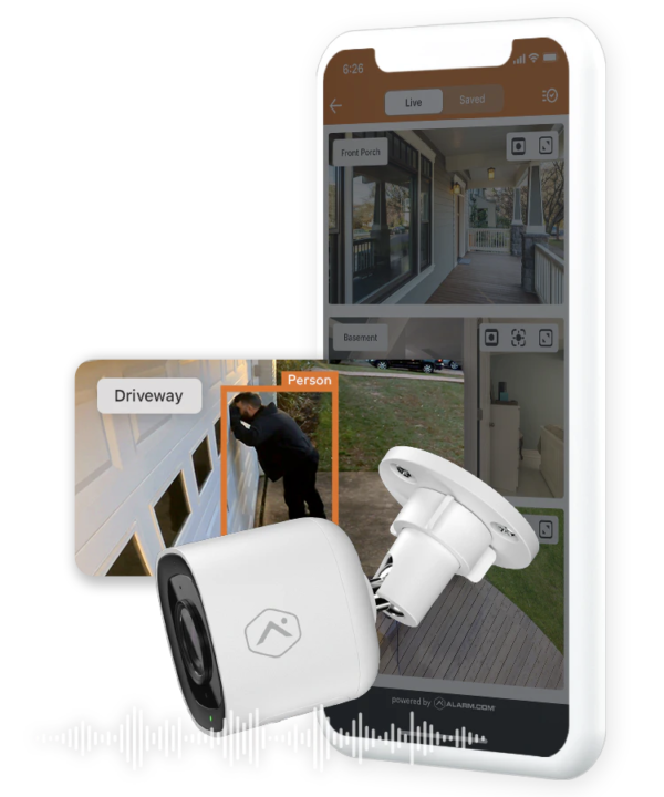 A phone with a camera on it that says driveway on it