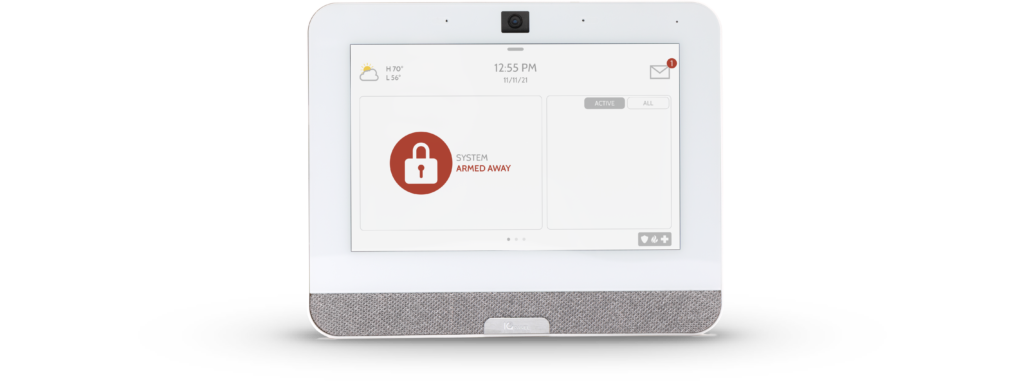 A white tablet with a red lock on the screen.