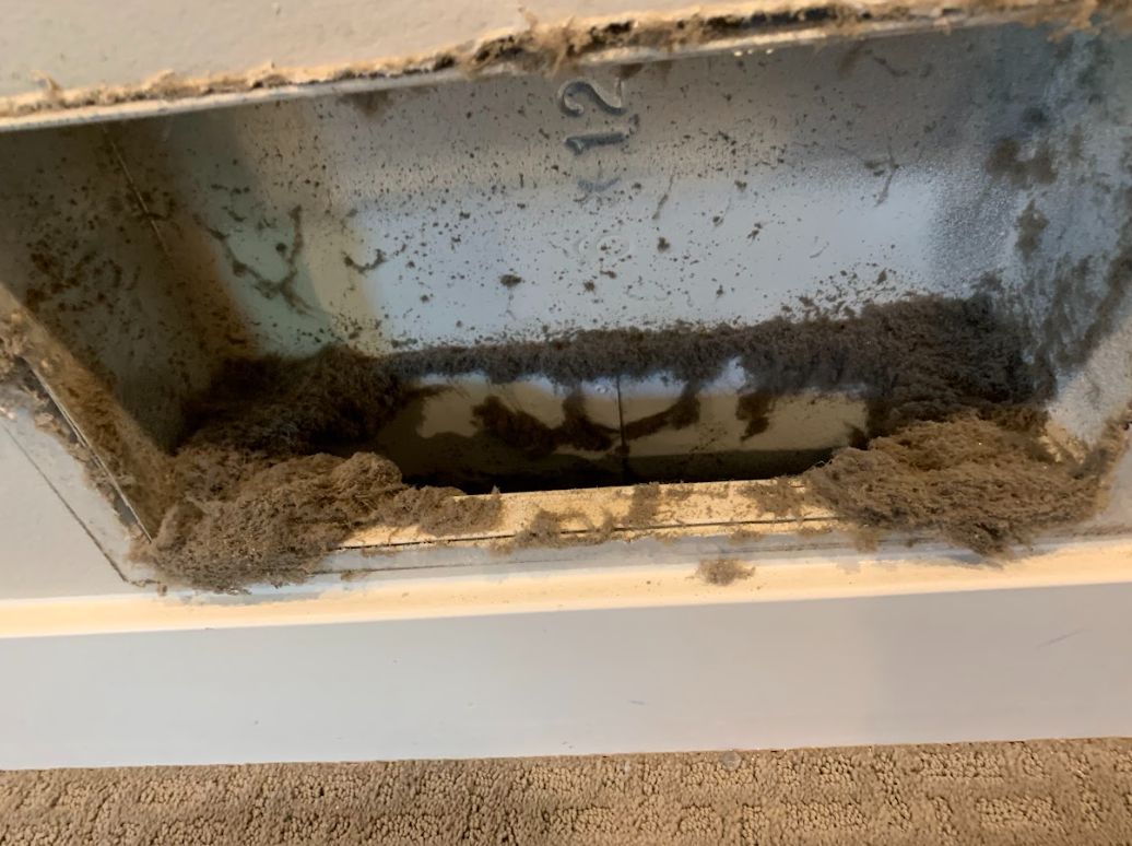 Professional Touch Carpet Upholstery Cleaning - There is a hole in the wall with a lot of dust coming out of it.