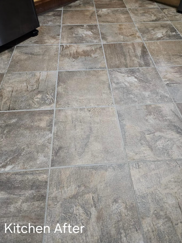 Professional Touch Carpet Upholstery CleaningA kitchen floor with tiles and a refrigerator in the background.