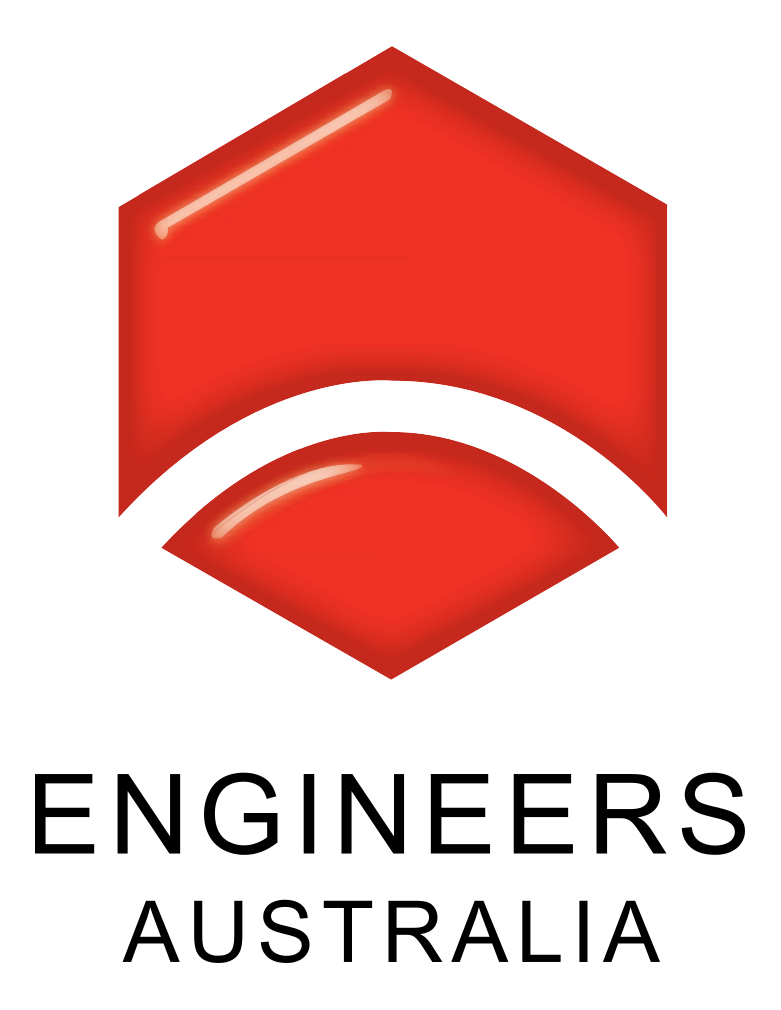 Red hexagon logo with curved white line;