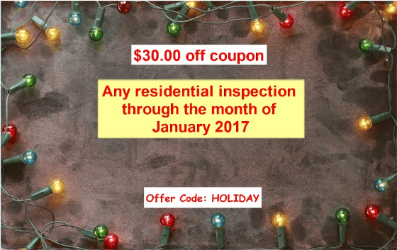 A $30.00 off coupon for any residential inspection through the month of january 2017