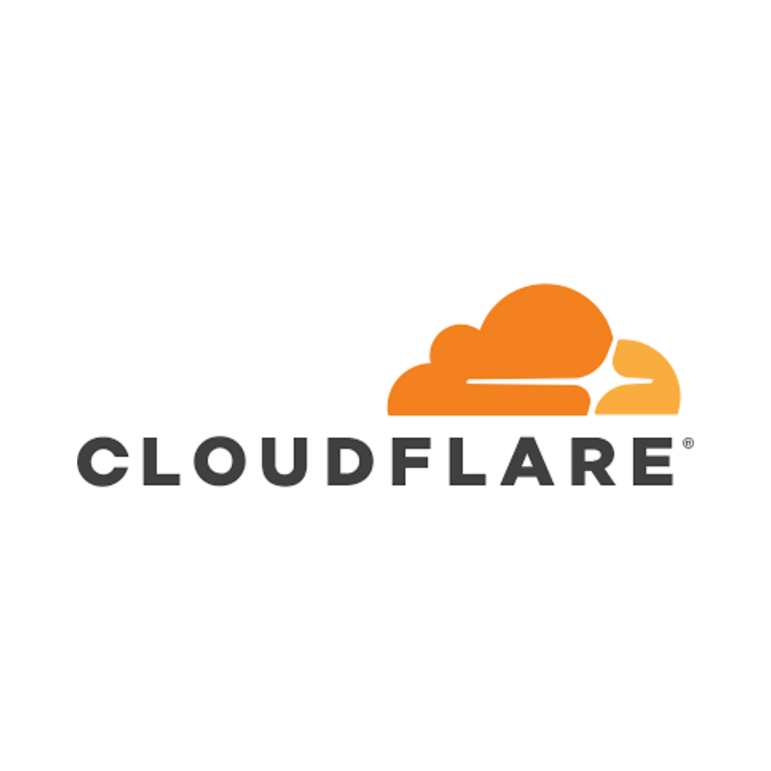 Cloudflare logo: Orange cloud icon next to the text
