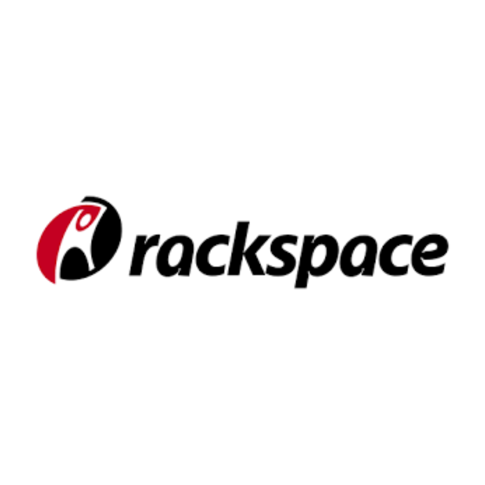 Rackspace logo with a red and black abstract figure and the word