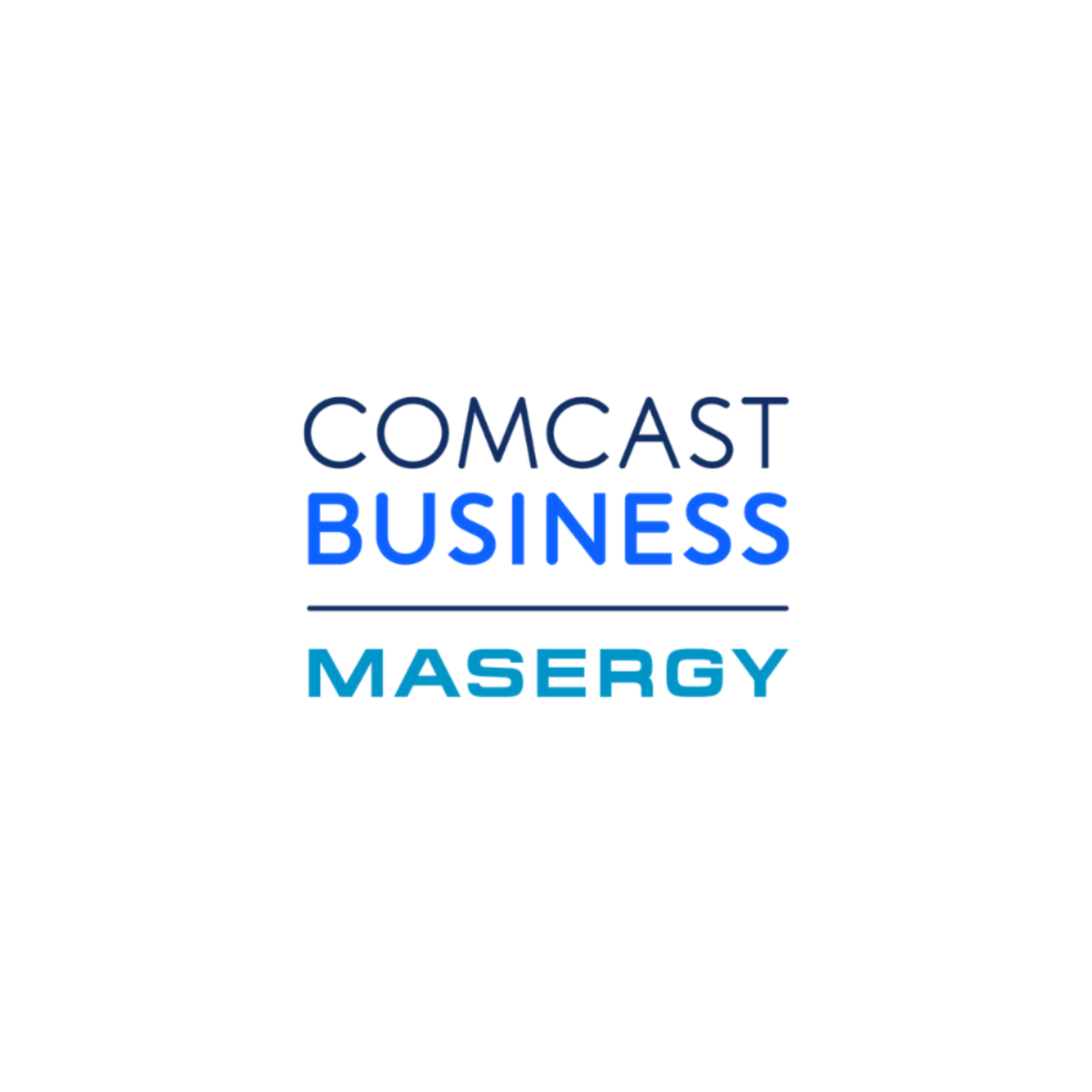 Logo for Comcast Business Masergy, with blue text on a white background.