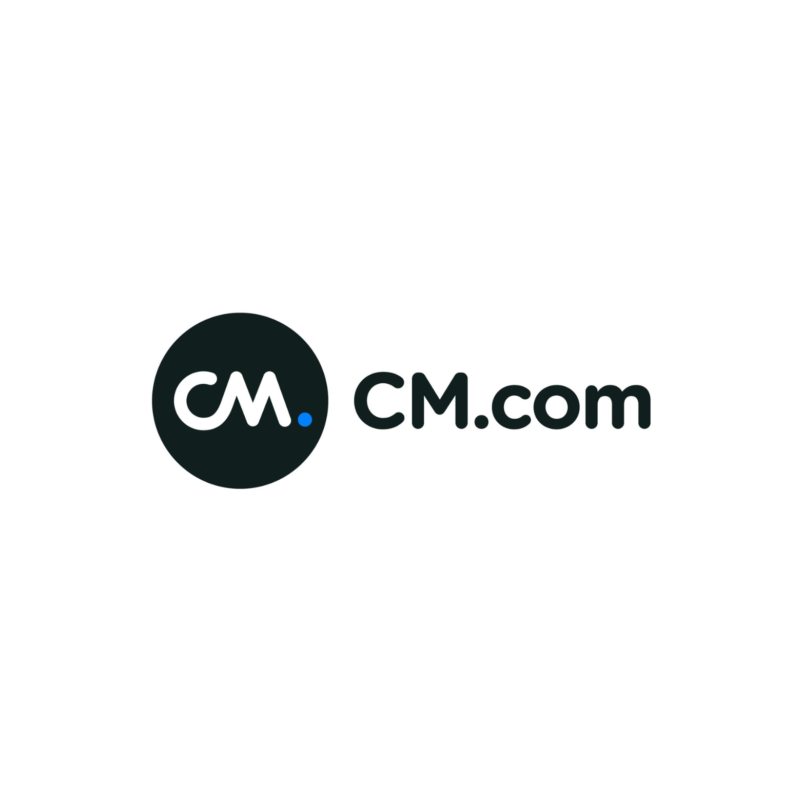 Logo for CM.com: a dark blue circle with